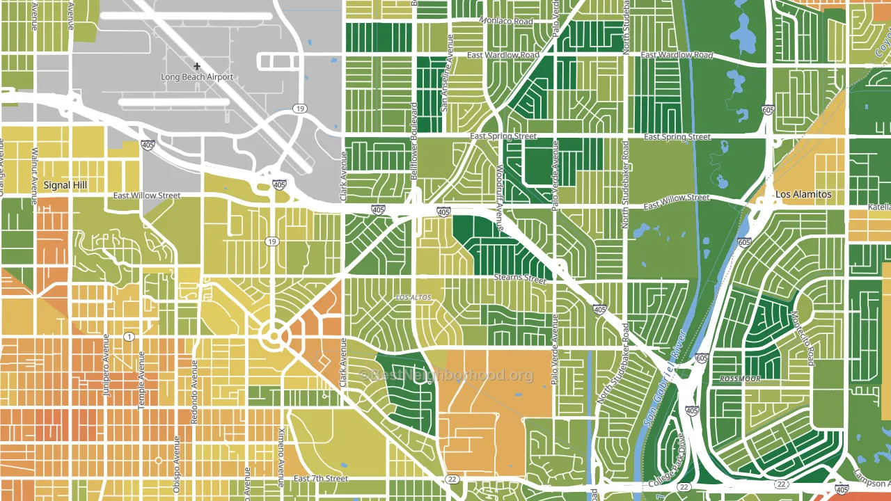 Los Altos, Long Beach, CA block-group voter-turnout map