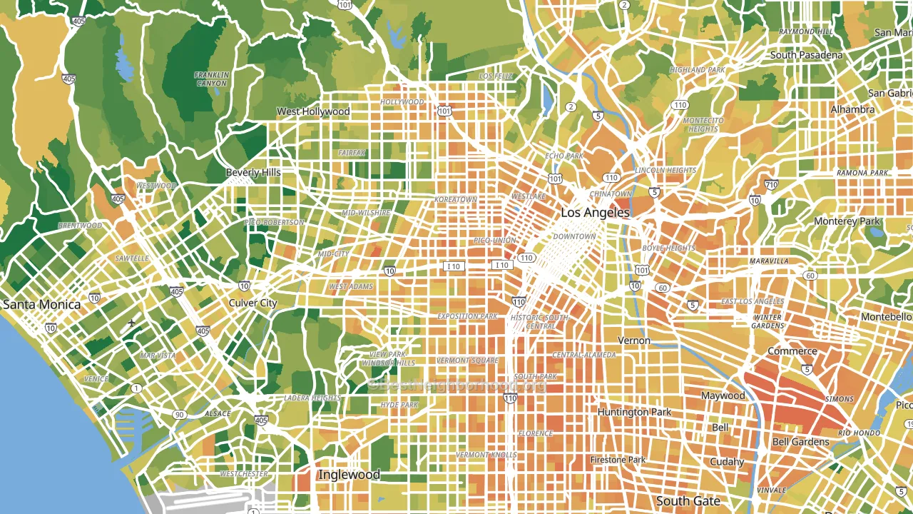 Los Angeles, CA block-group voter-turnout map