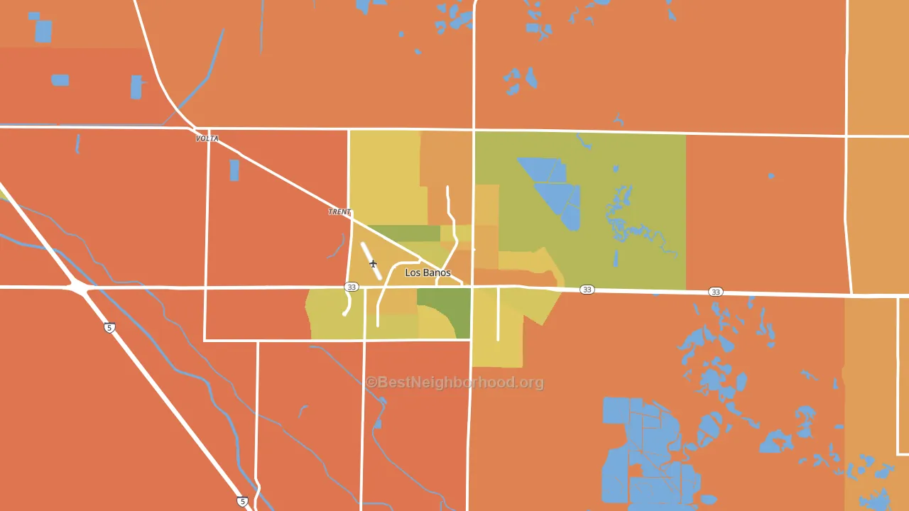 Los Banos, CA block-group voter-turnout map