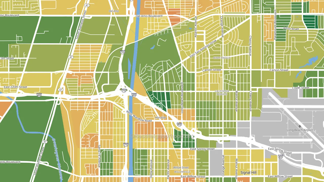 Los Cerritos, Long Beach, CA block-group voter-turnout map