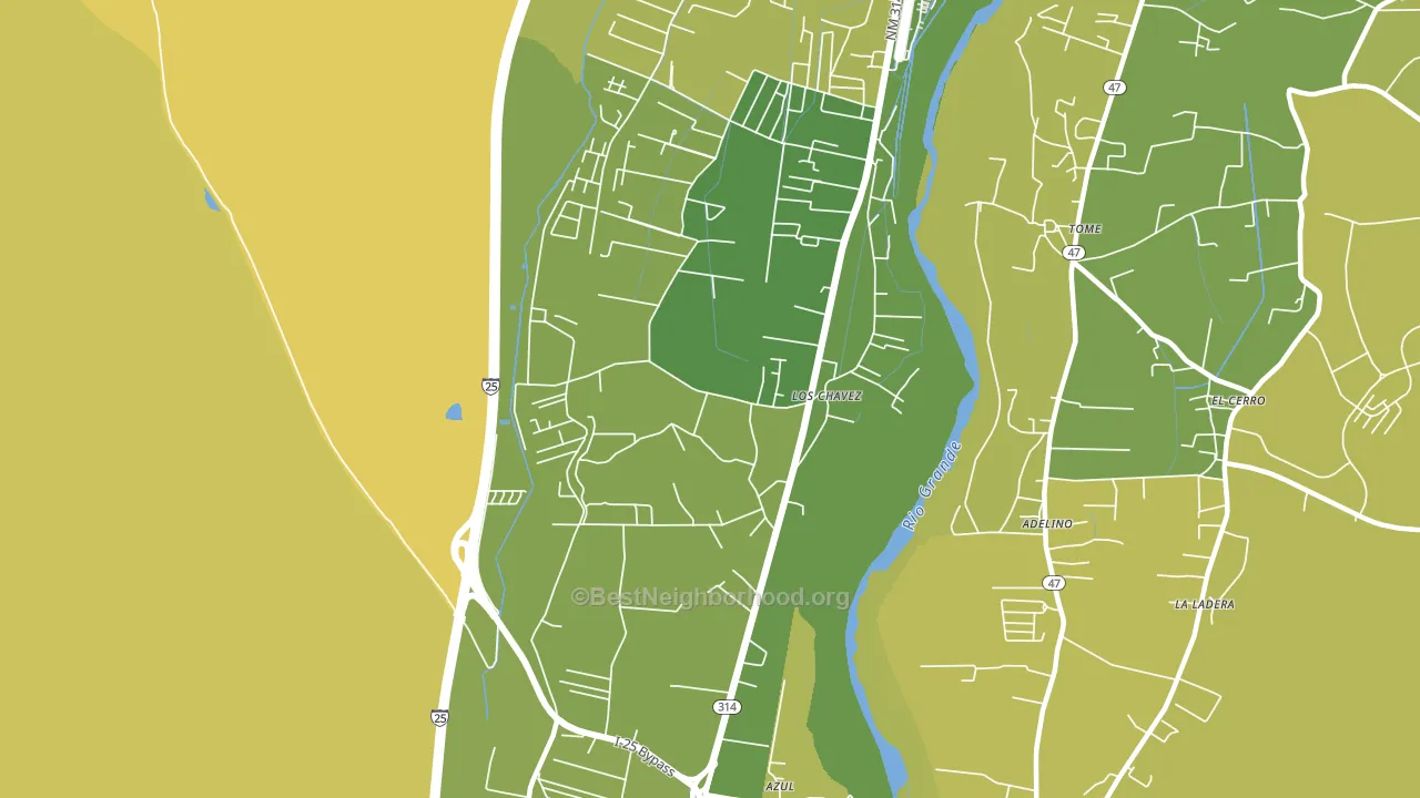 Los Chaves, NM block-group voter-turnout map