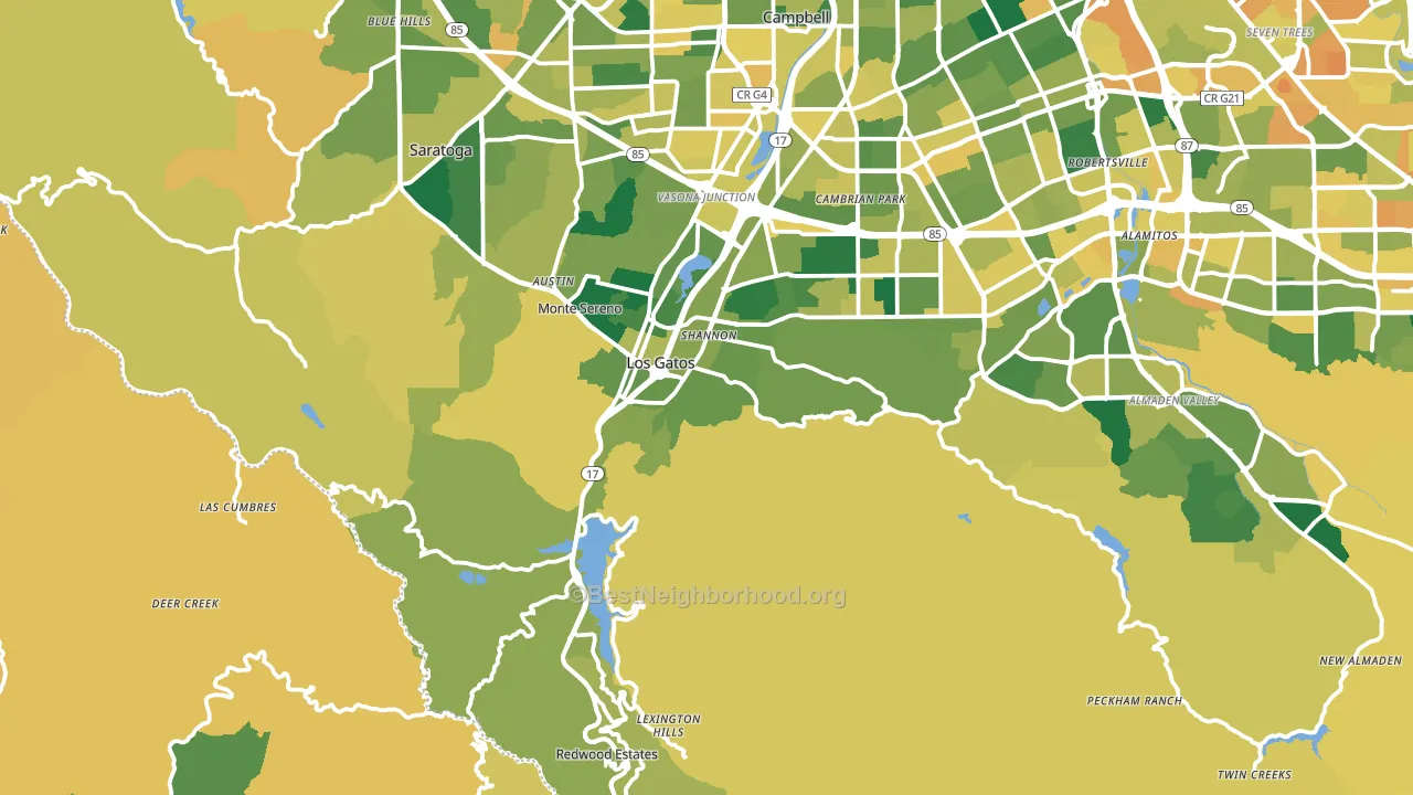 Los Gatos, CA block-group voter-turnout map