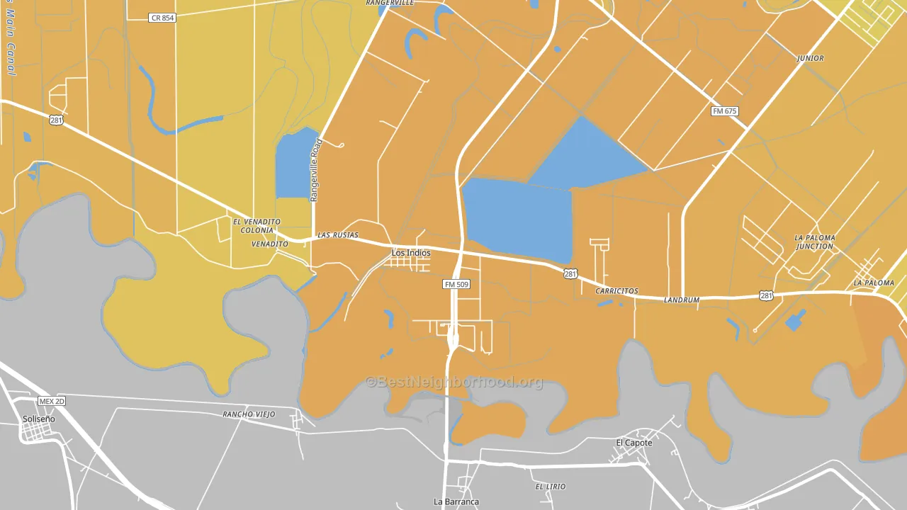 Los Indios, TX block-group voter-turnout map