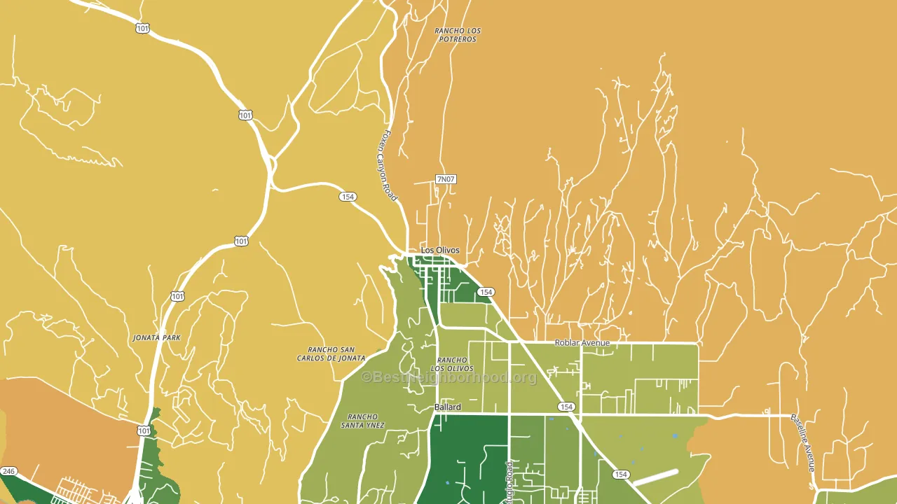 Los Olivos, CA block-group voter-turnout map