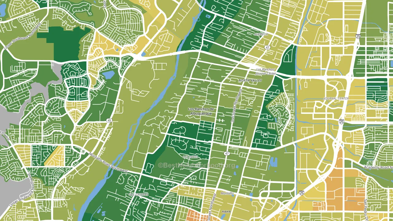 Los Ranchos de Albuquerque, NM block-group voter-turnout map
