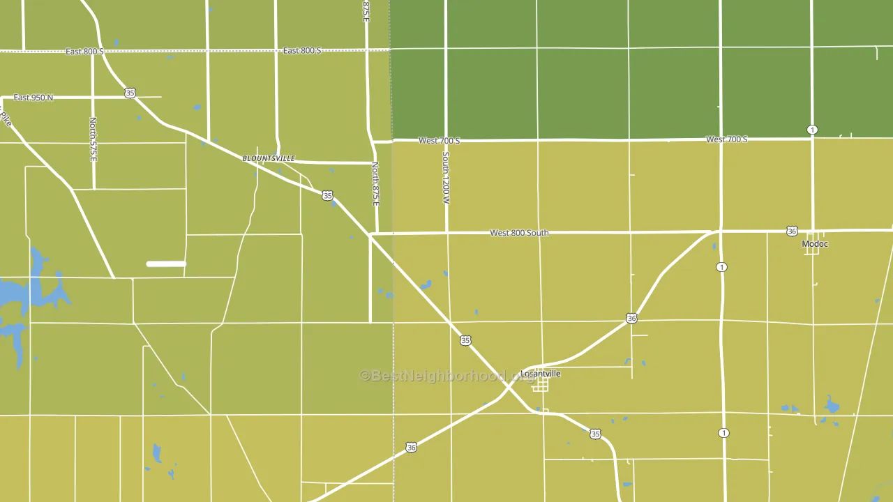 Losantville, IN block-group voter-turnout map