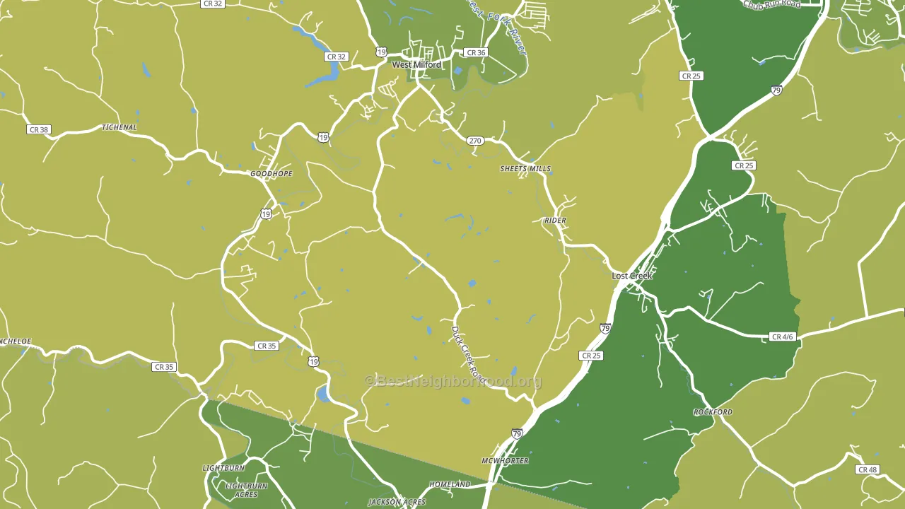 Lost Creek, WV block-group voter-turnout map