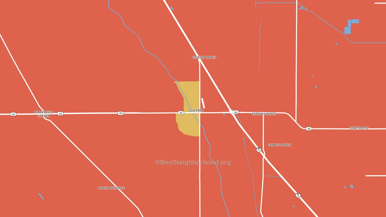 Lost Hills, CA block-group voter-turnout map