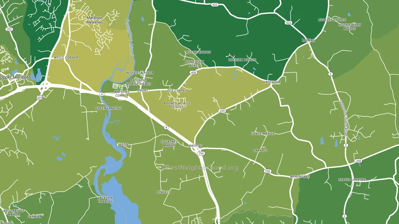 Lothian, MD block-group voter-turnout map