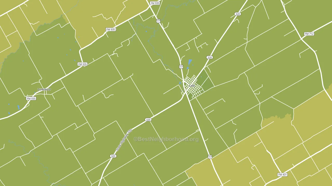 Lott, TX block-group voter-turnout map