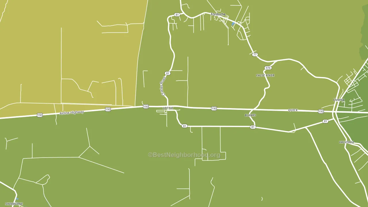 Lottie, LA block-group voter-turnout map