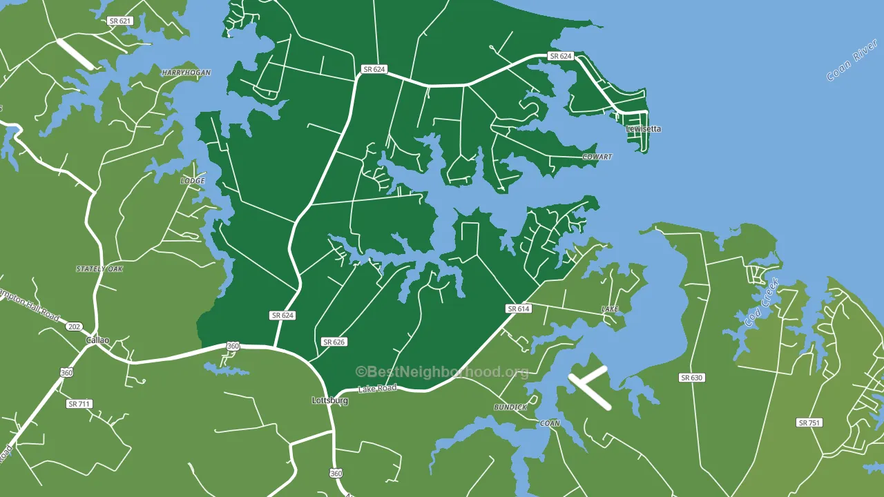 Lottsburg, VA block-group voter-turnout map