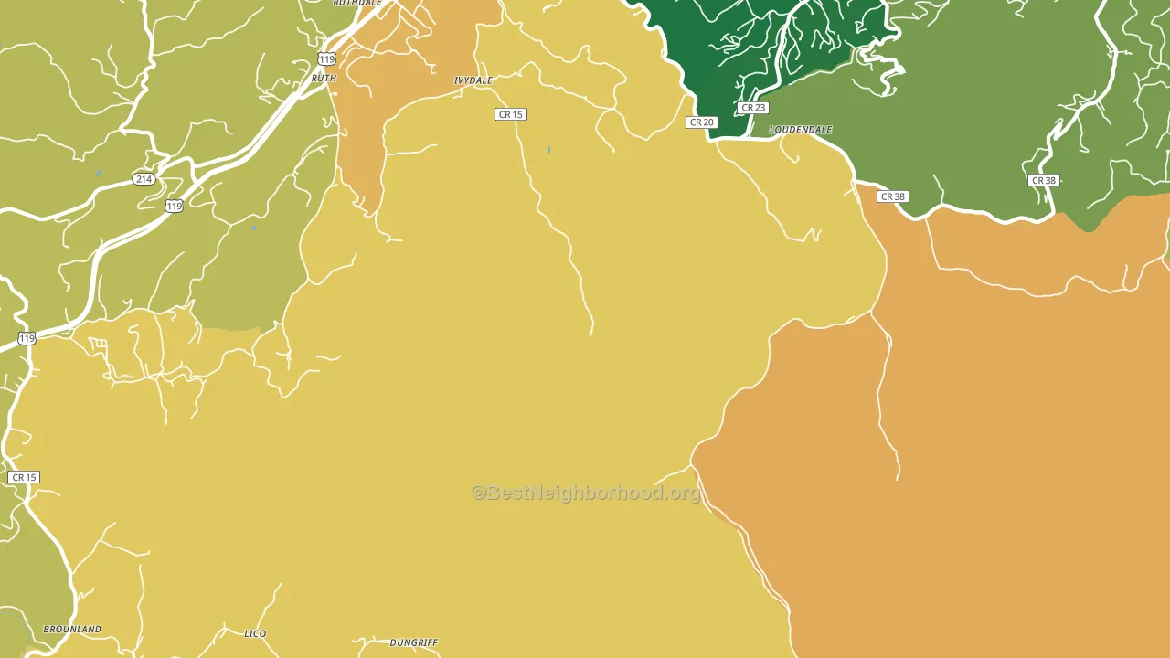 Loudendale, WV block-group voter-turnout map