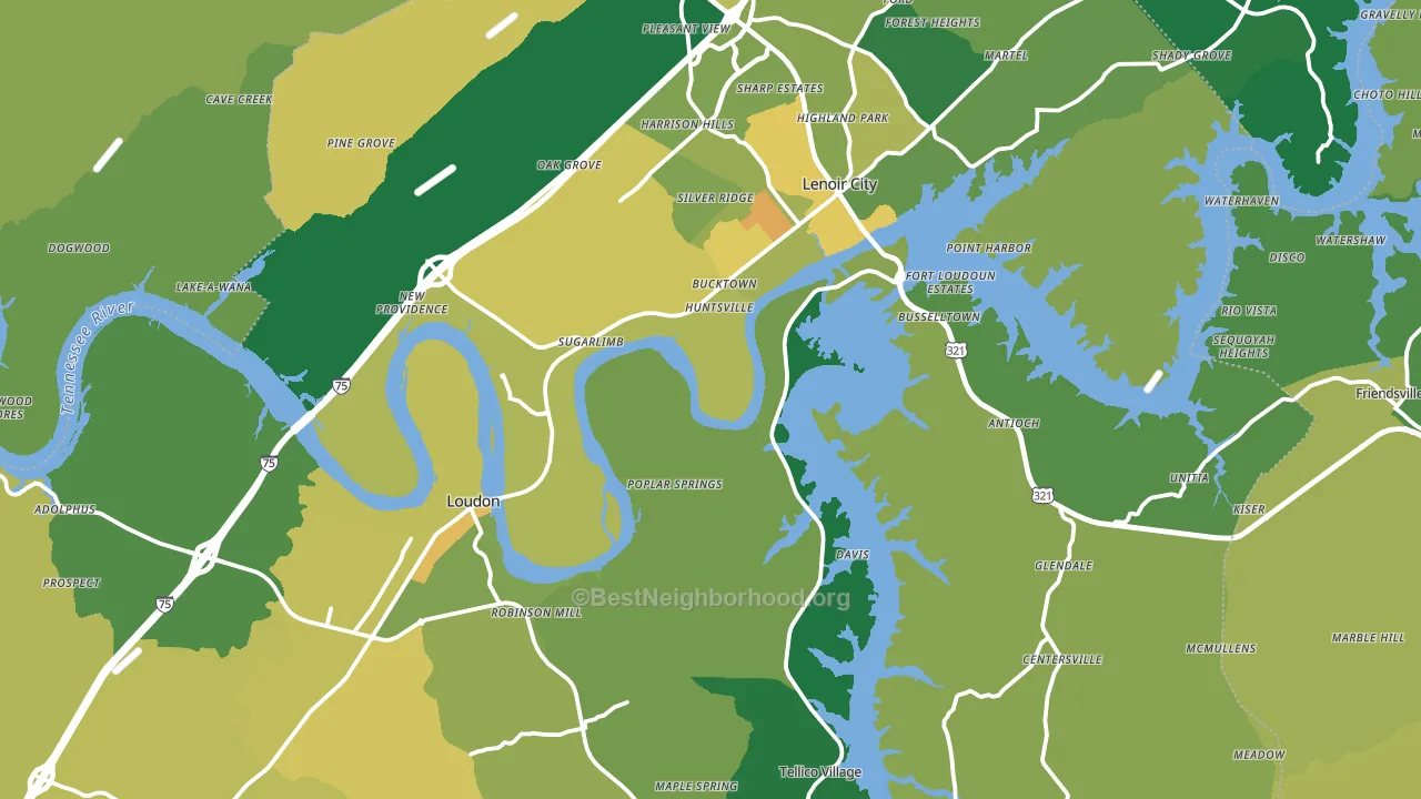 Loudon County, TN block-group voter-turnout map