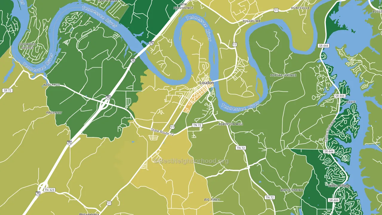 Loudon, TN block-group voter-turnout map