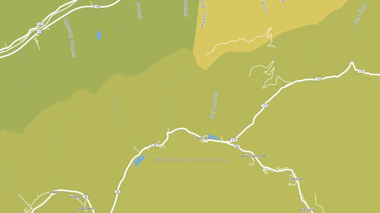 Louellen, KY block-group voter-turnout map