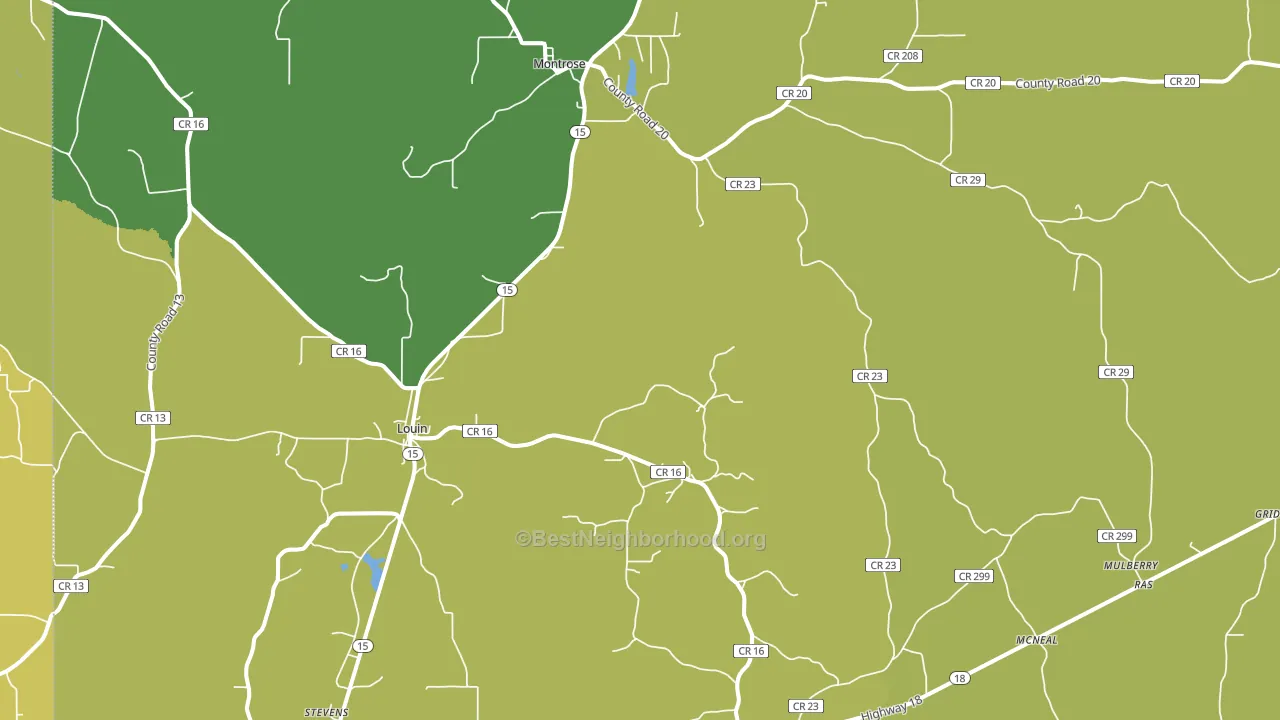 Louin, MS block-group voter-turnout map