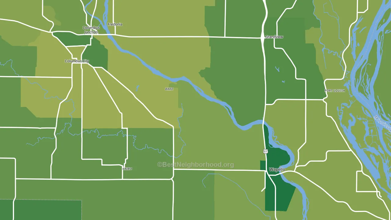 Louisa County, IA block-group voter-turnout map