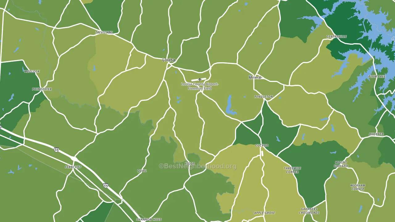 Louisa County, VA block-group voter-turnout map