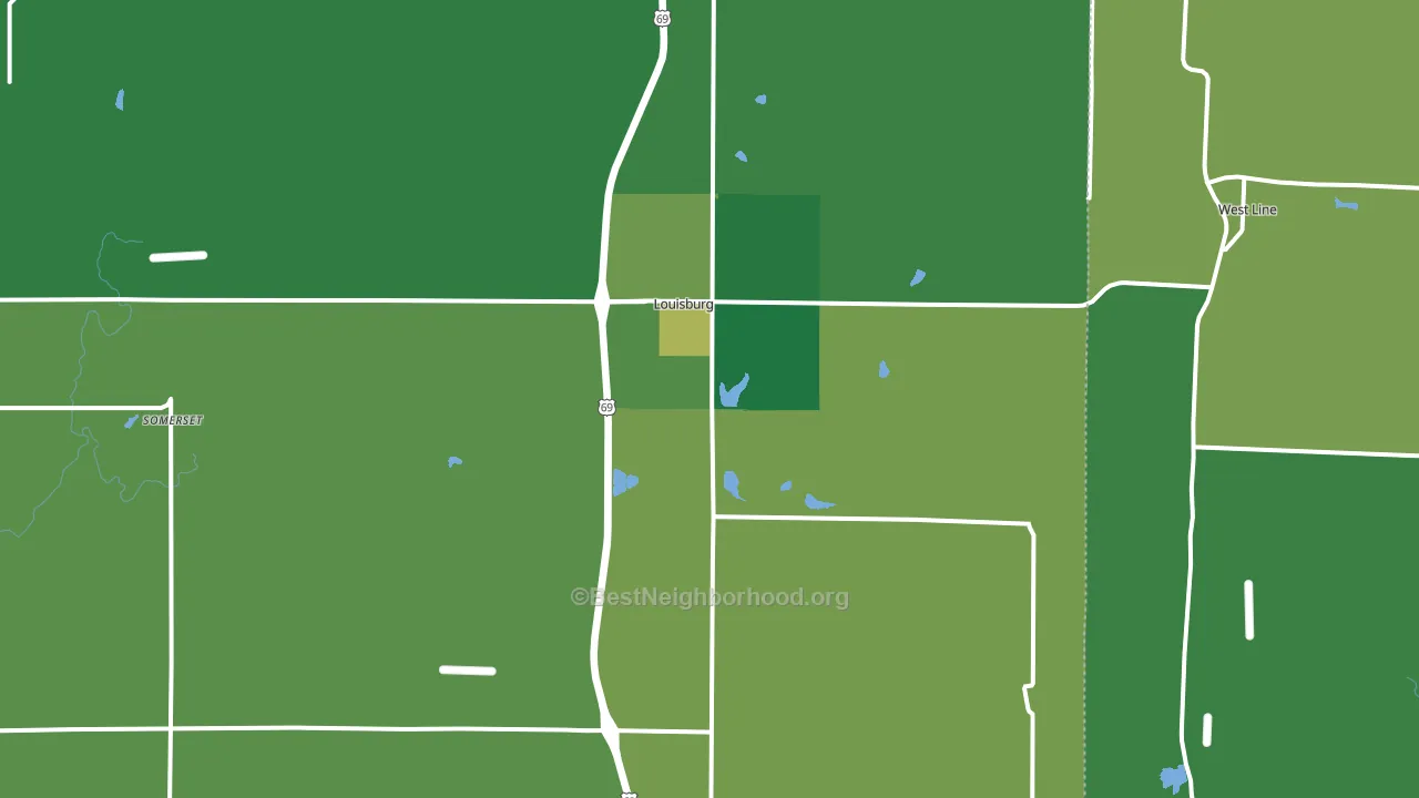 Louisburg, KS block-group voter-turnout map