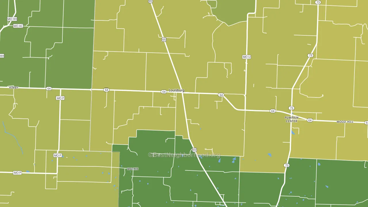 Louisburg, MO block-group voter-turnout map