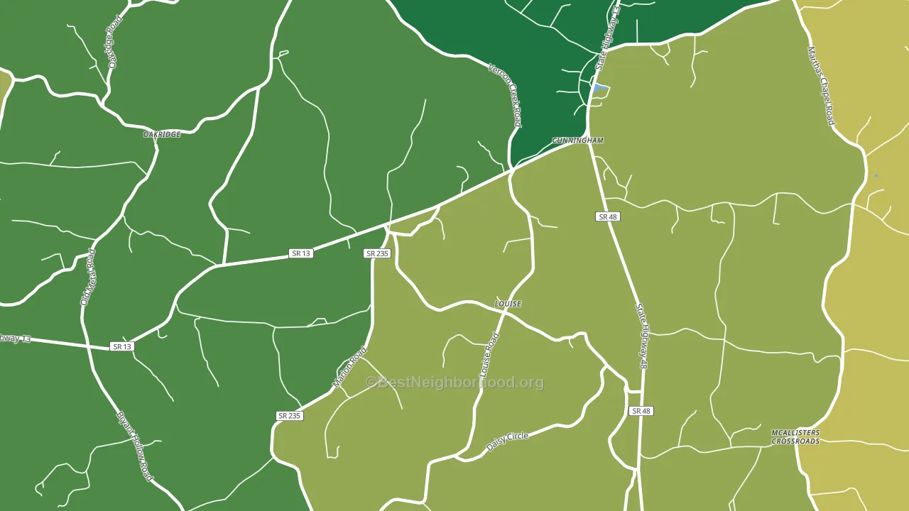 Louise, TN block-group voter-turnout map