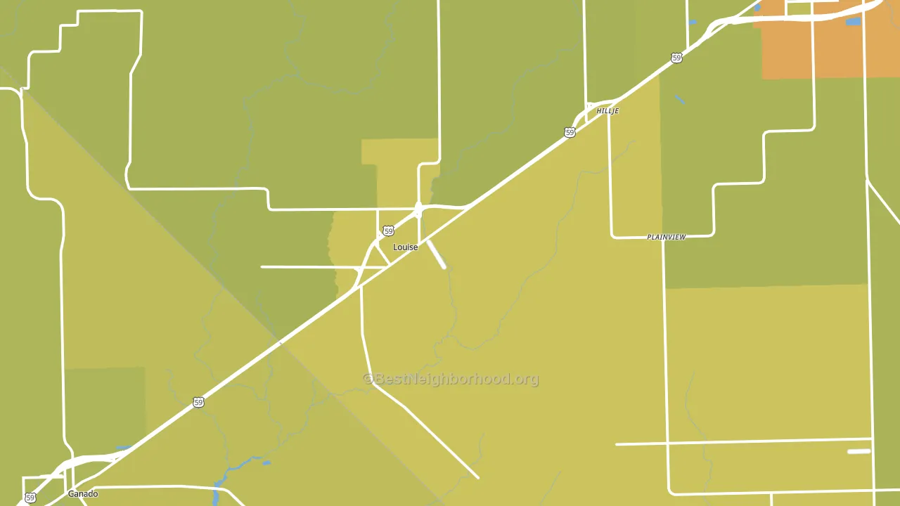 Louise, TX block-group voter-turnout map