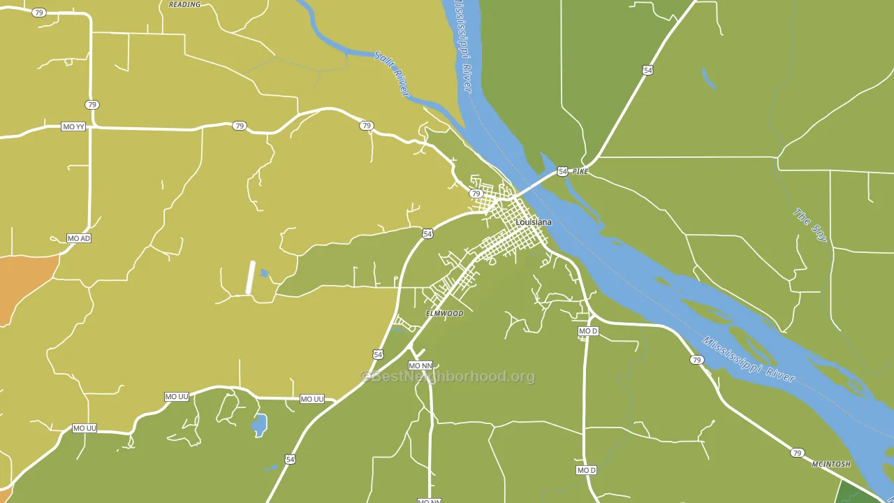 Louisiana, MO block-group voter-turnout map