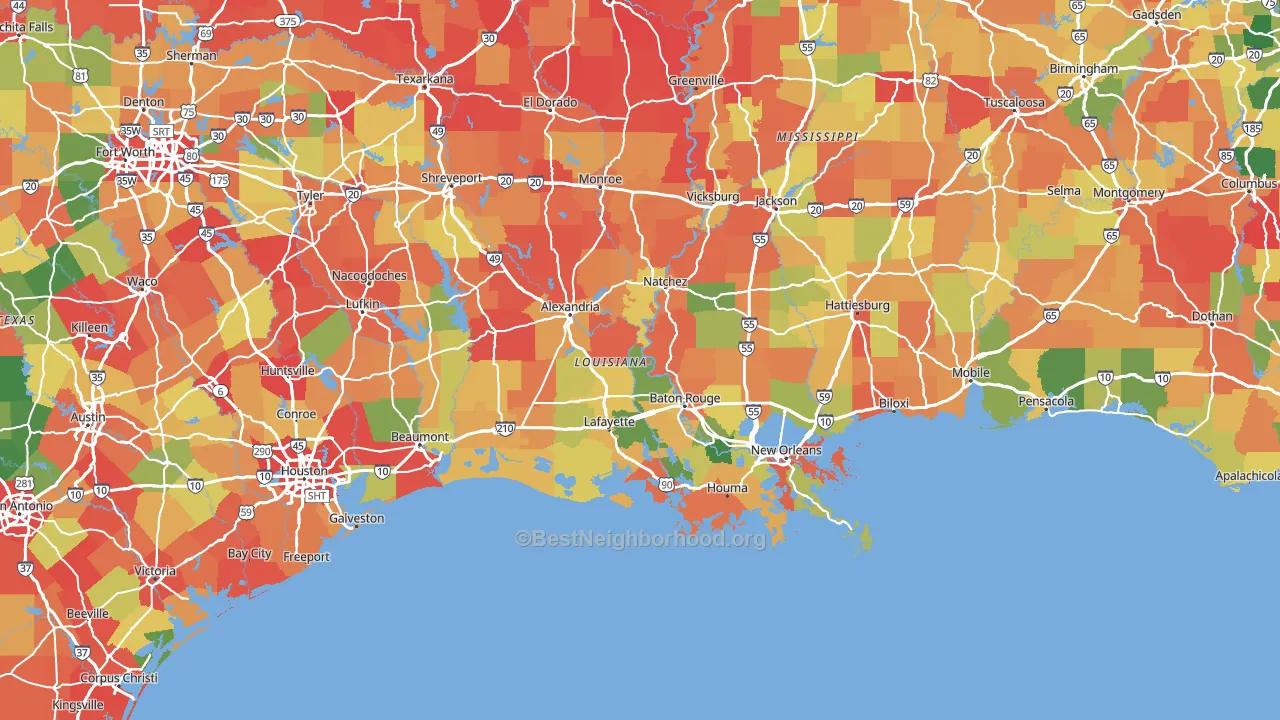 Louisiana block-group voter-turnout map