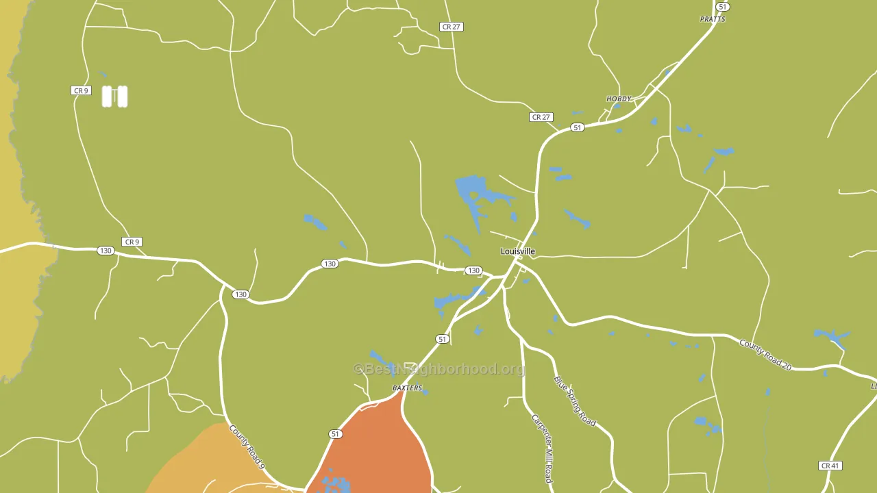 Louisville, AL block-group voter-turnout map
