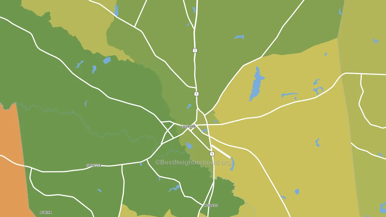 Louisville, GA block-group voter-turnout map