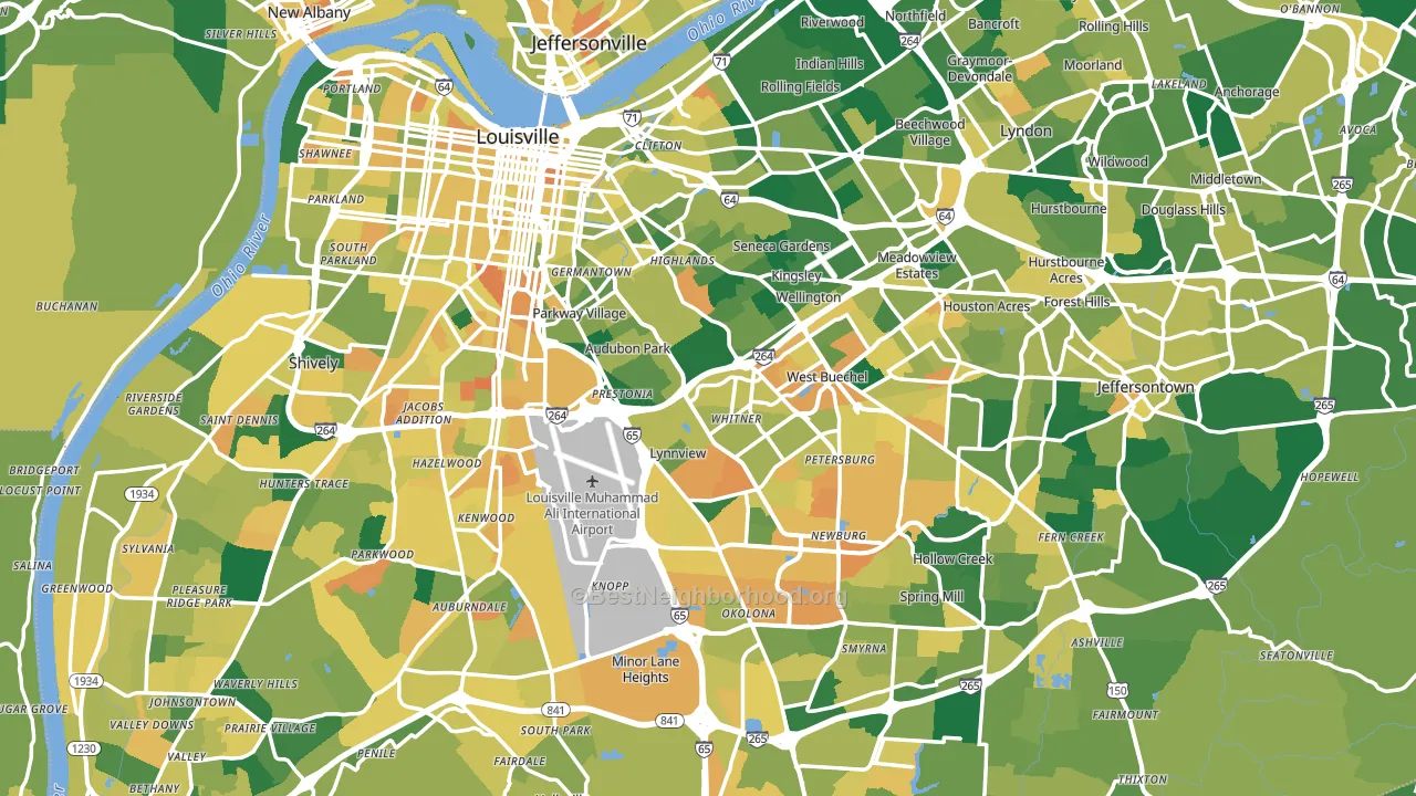 Louisville, KY block-group voter-turnout map