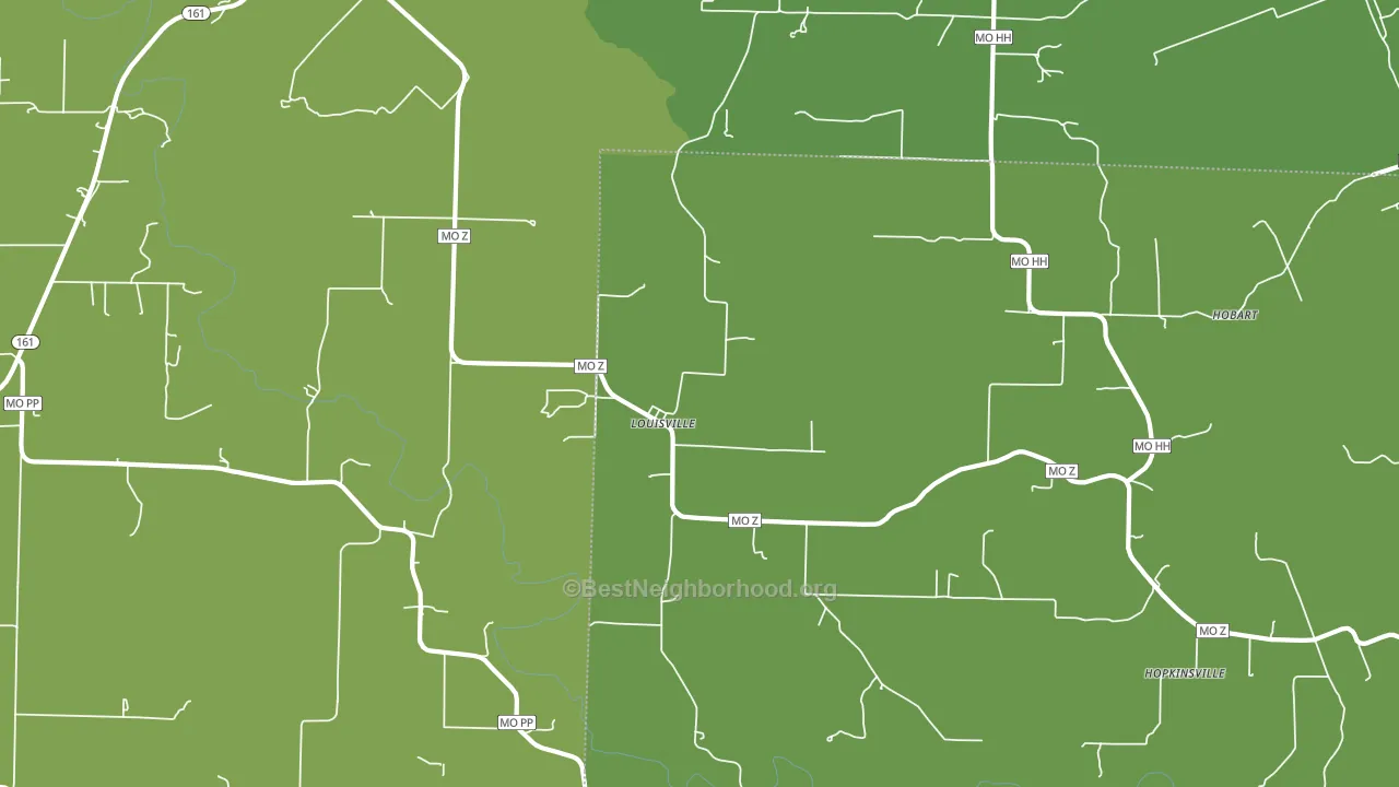Louisville, MO block-group voter-turnout map