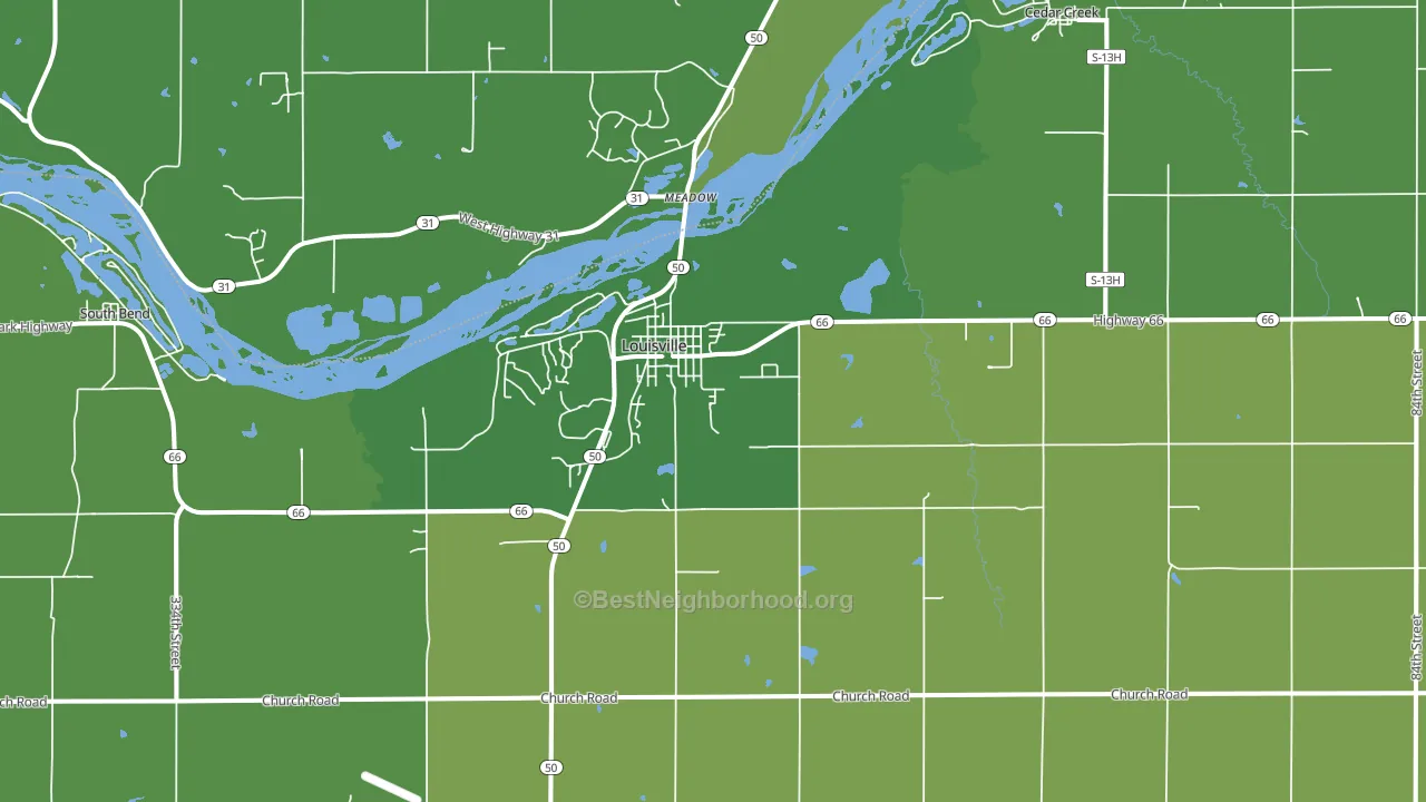 Louisville, NE block-group voter-turnout map