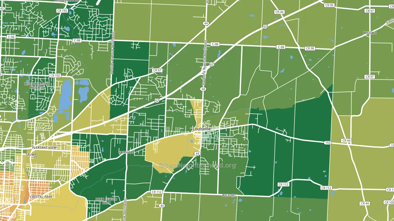Louisville, OH block-group voter-turnout map