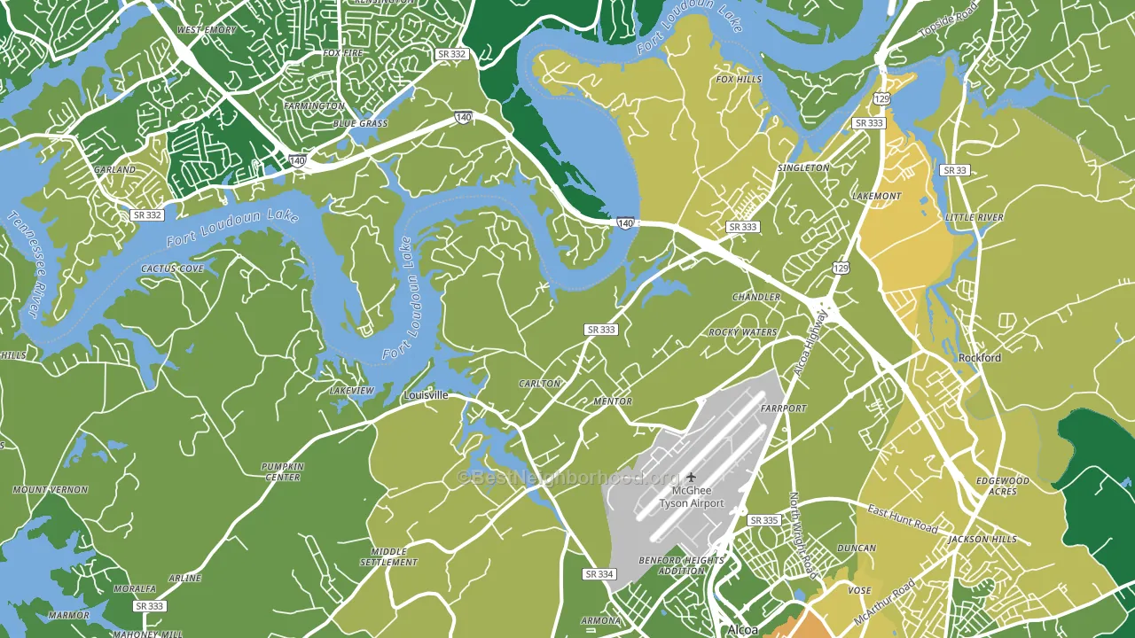Louisville, TN block-group voter-turnout map