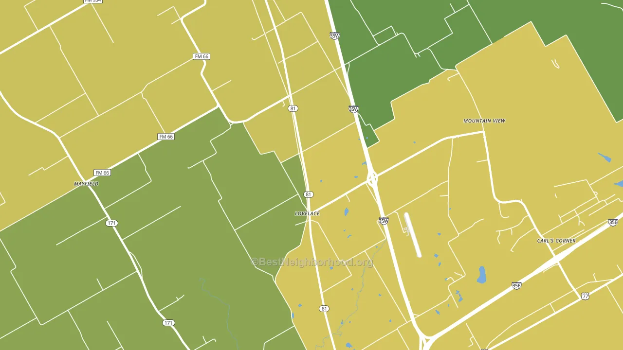 Lovelace, TX block-group voter-turnout map