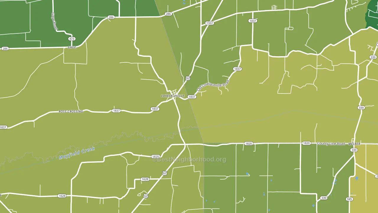 Lovelaceville, KY block-group voter-turnout map