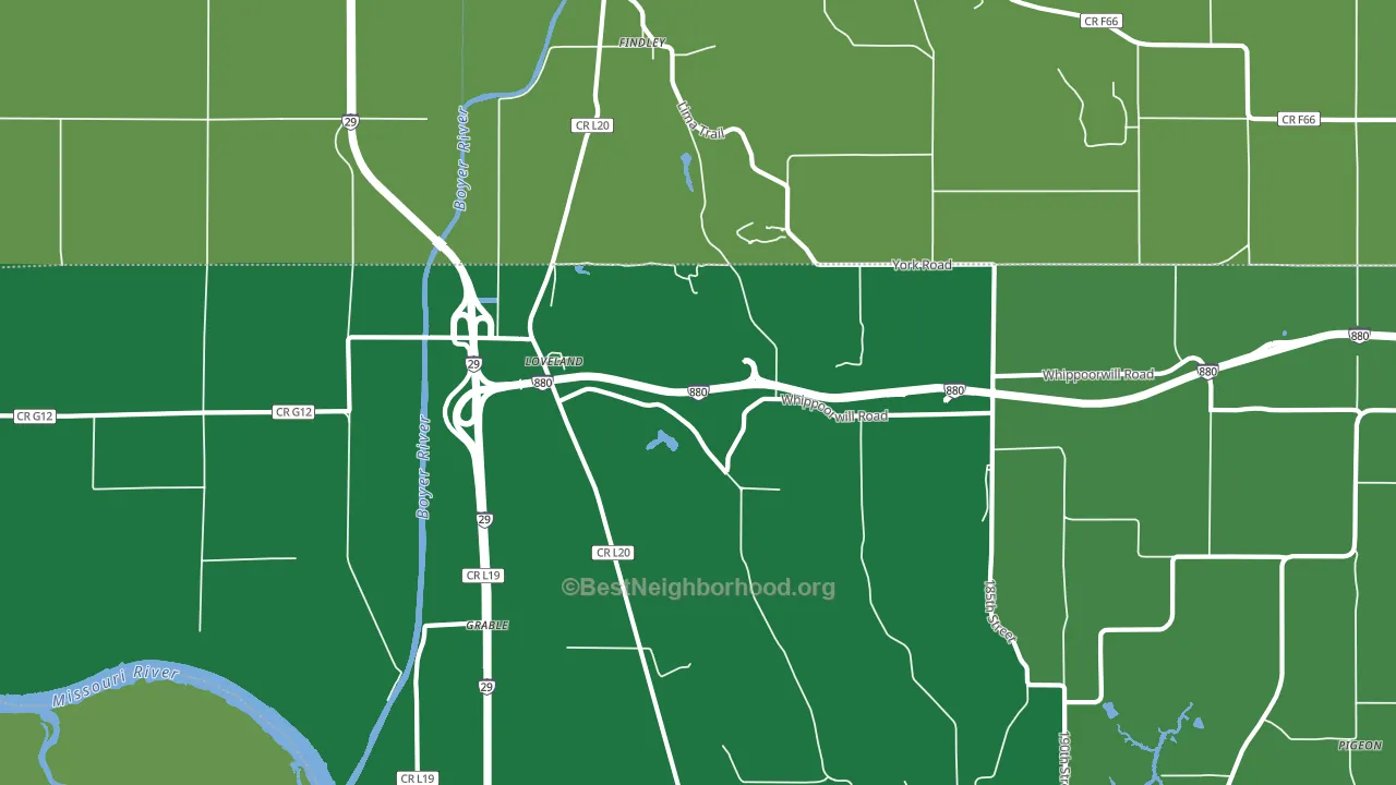 Loveland, IA block-group voter-turnout map