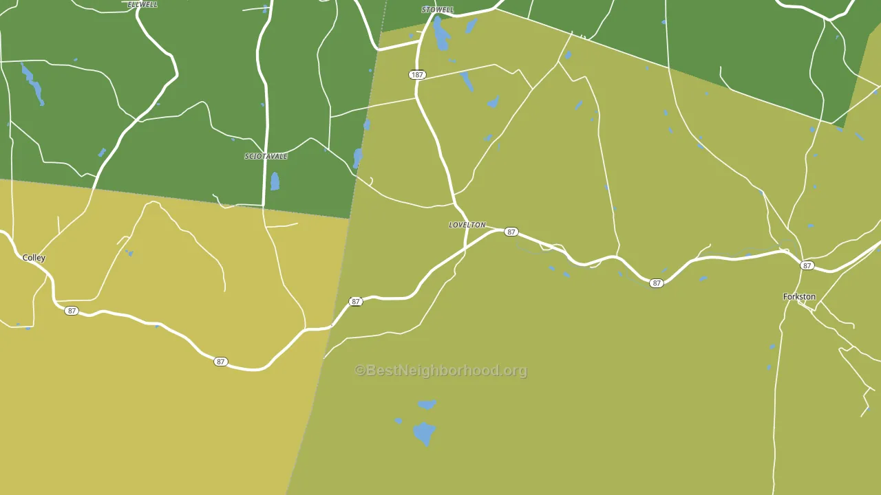 Lovelton, PA block-group voter-turnout map