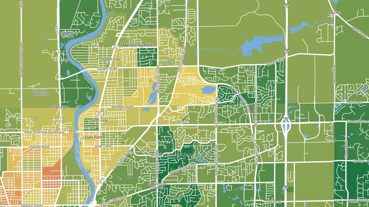 Loves Park, IL block-group voter-turnout map