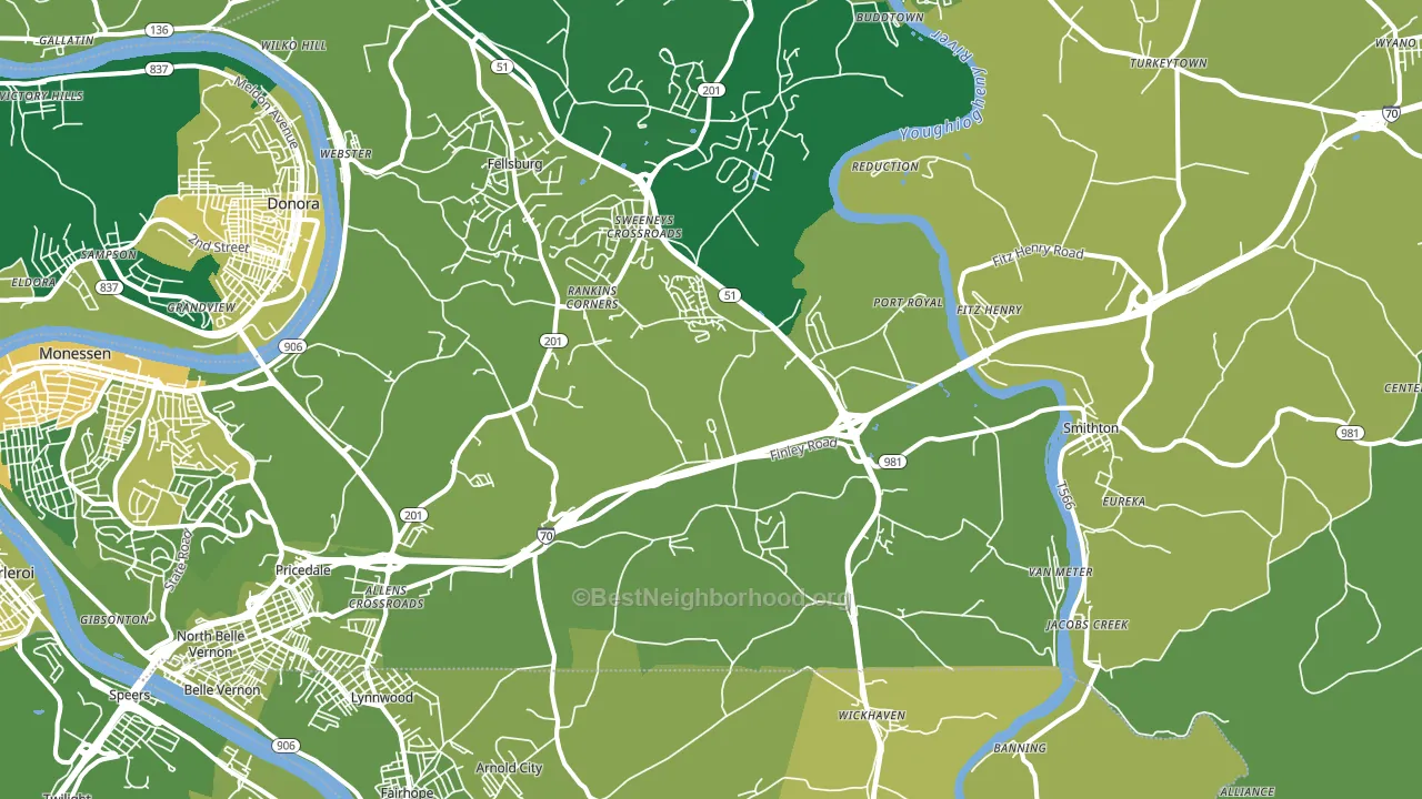 Lowber, PA block-group voter-turnout map