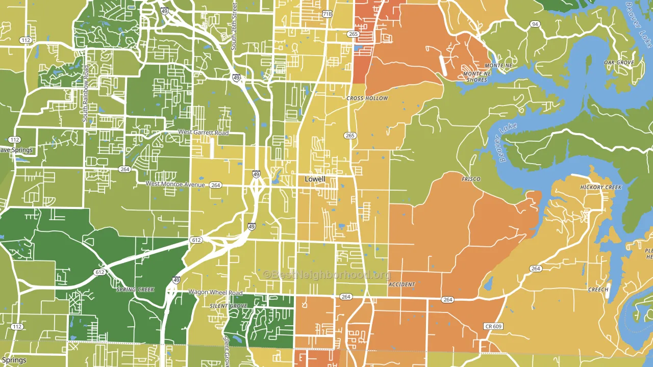 Lowell, AR block-group voter-turnout map