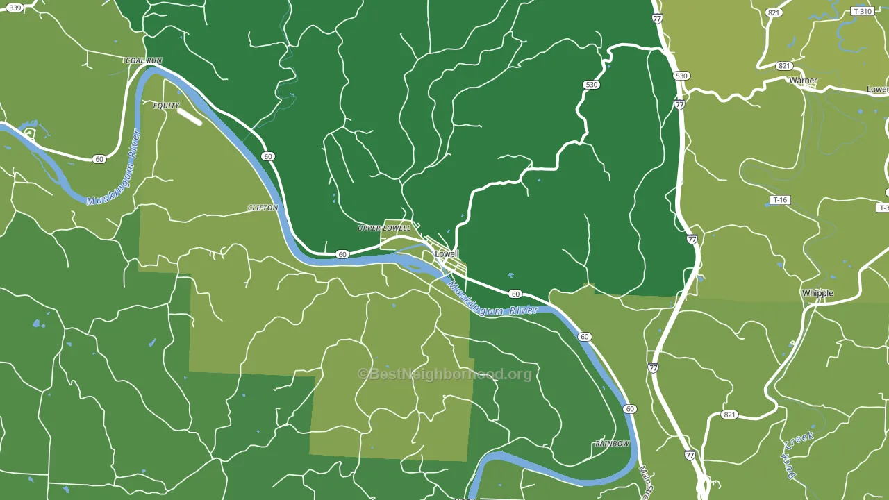 Lowell, OH block-group voter-turnout map