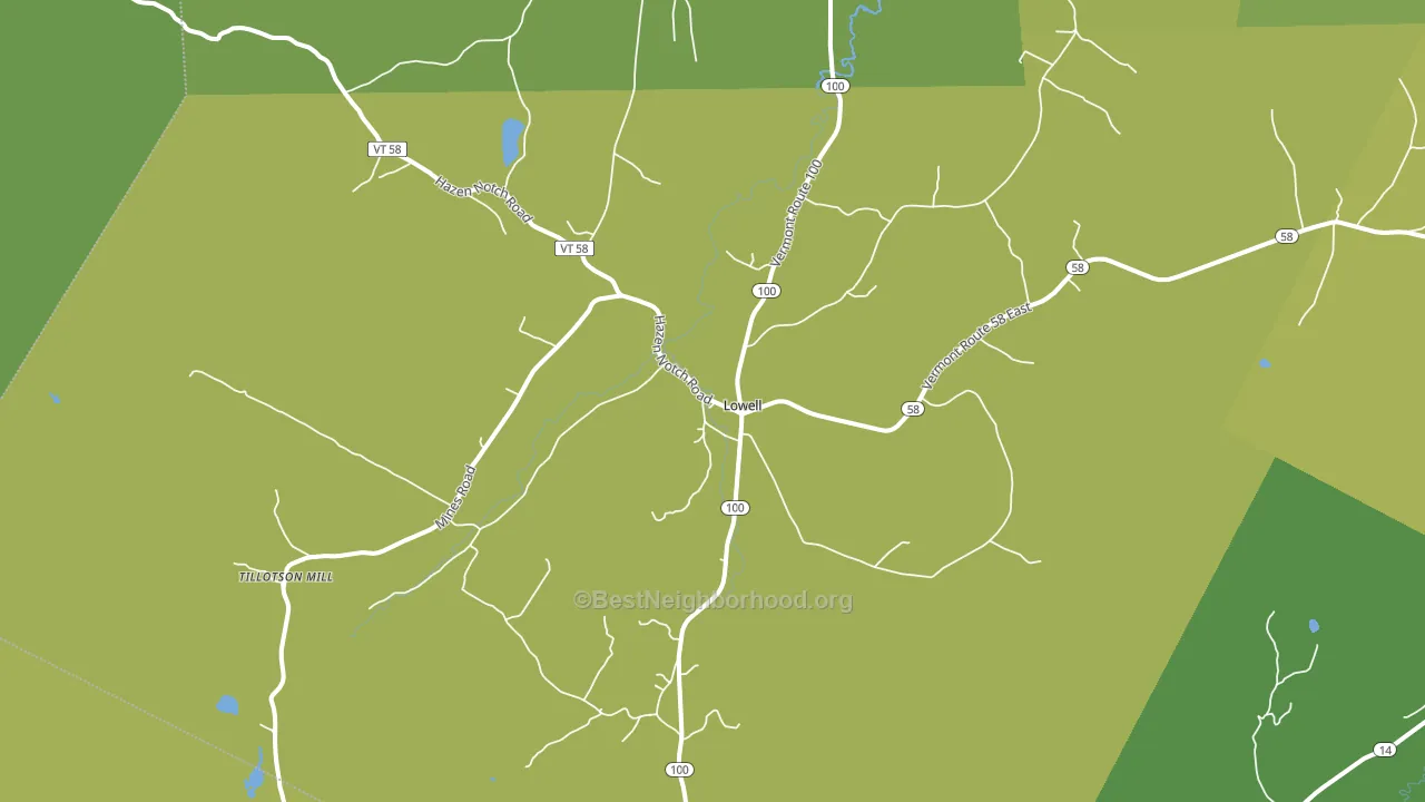 Lowell, VT block-group voter-turnout map