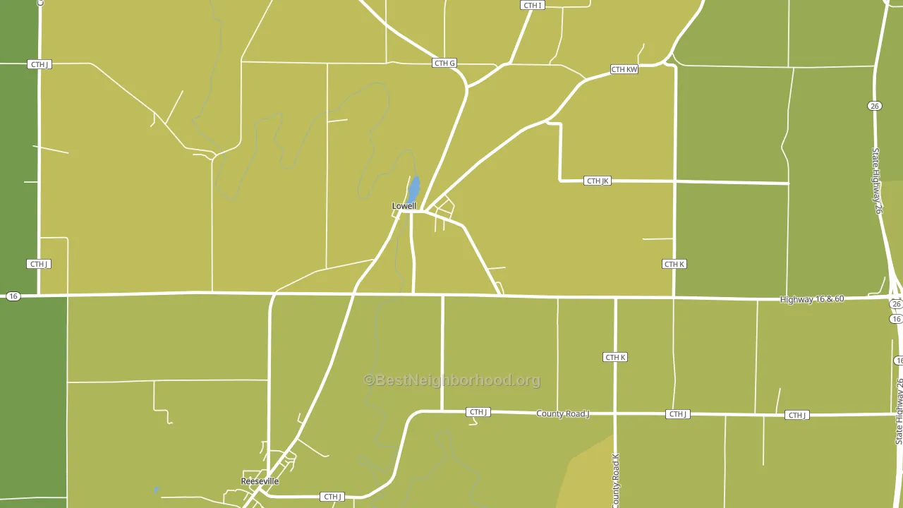 Lowell, WI block-group voter-turnout map