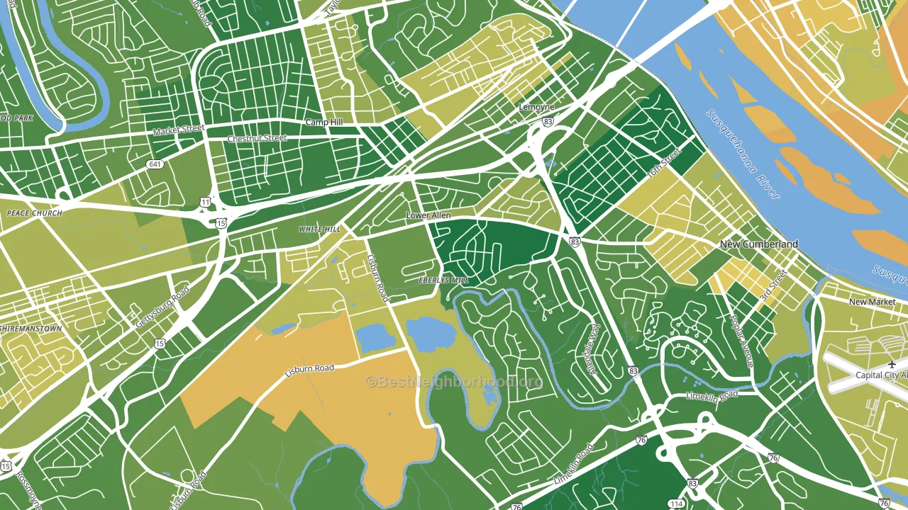 Lower Allen, PA block-group voter-turnout map