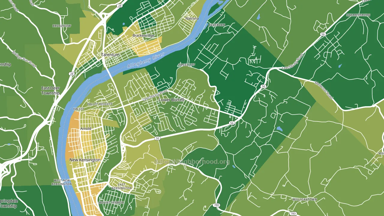 Lower Burrell, PA block-group voter-turnout map
