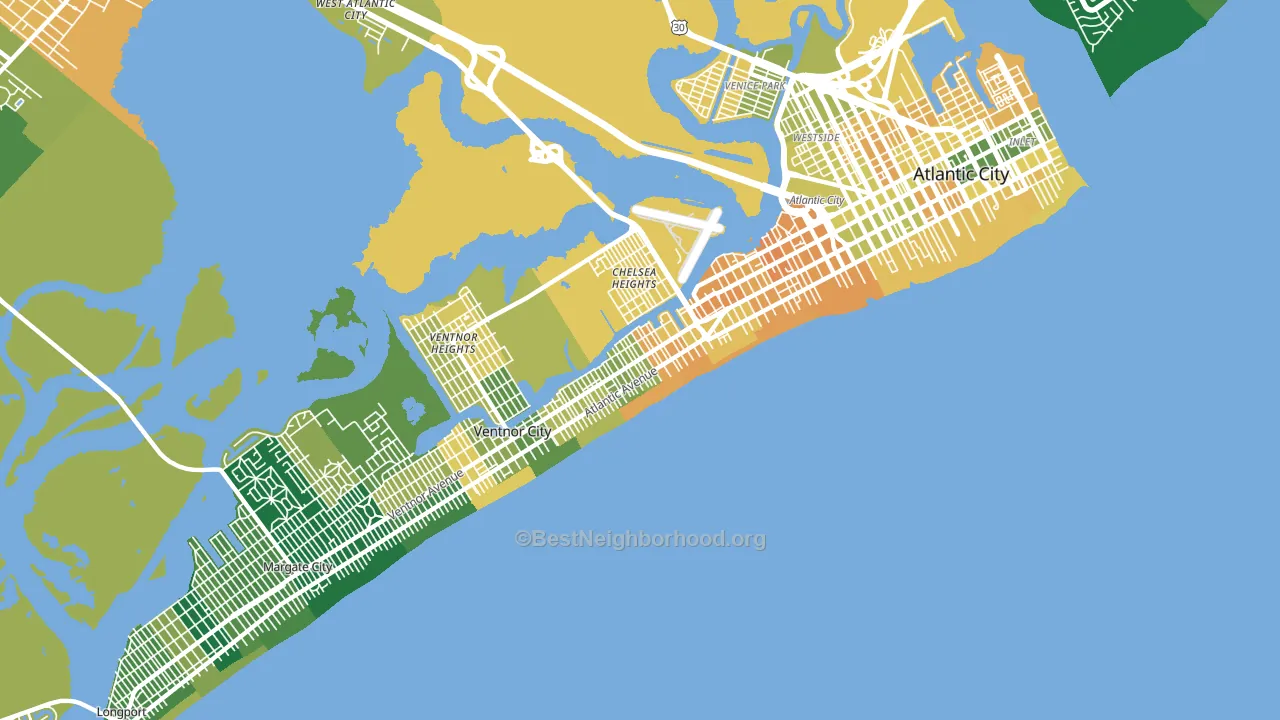 Lower Chelsea, Atlantic City, NJ block-group voter-turnout map