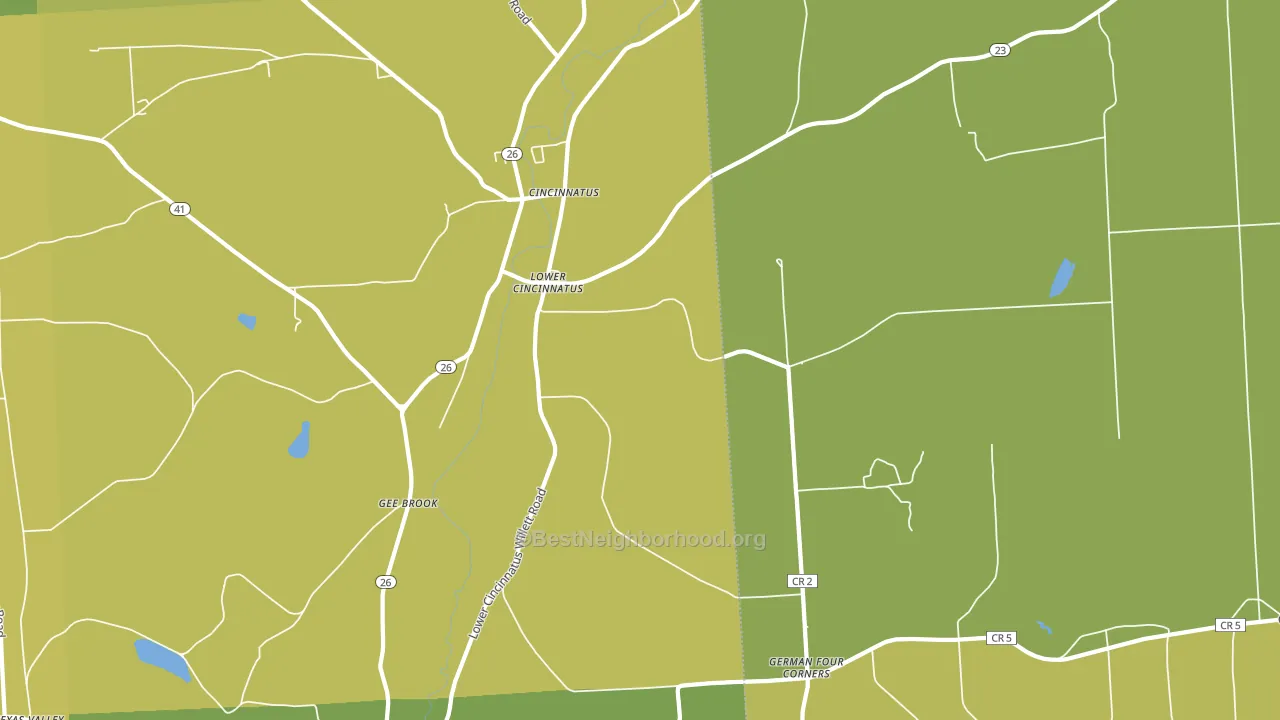 Lower Cincinnatus, NY block-group voter-turnout map